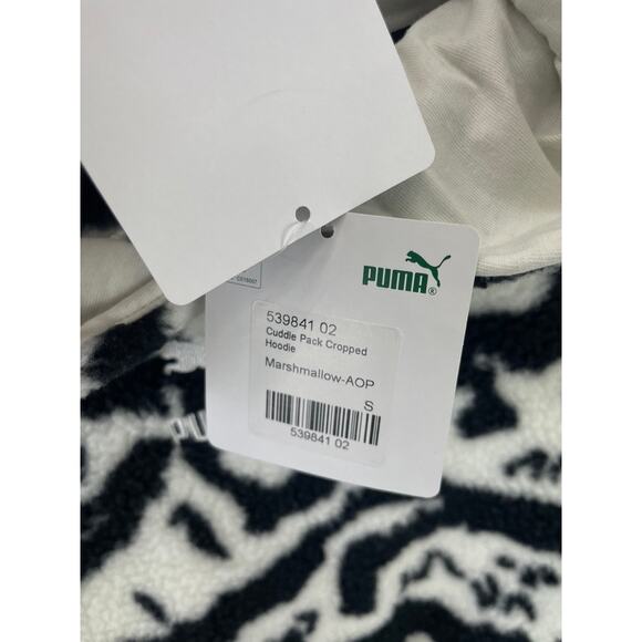 Puma Cuddle Pack Cropped Hoodie Women’s S Black Fleece Pullover Sweatshirt NWT - Picture 7 of 8